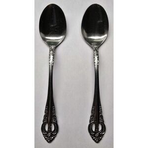 DYNASTY National Stainless‎ Spoon Tea (2) Dinner Silverware Floral Made In Japan